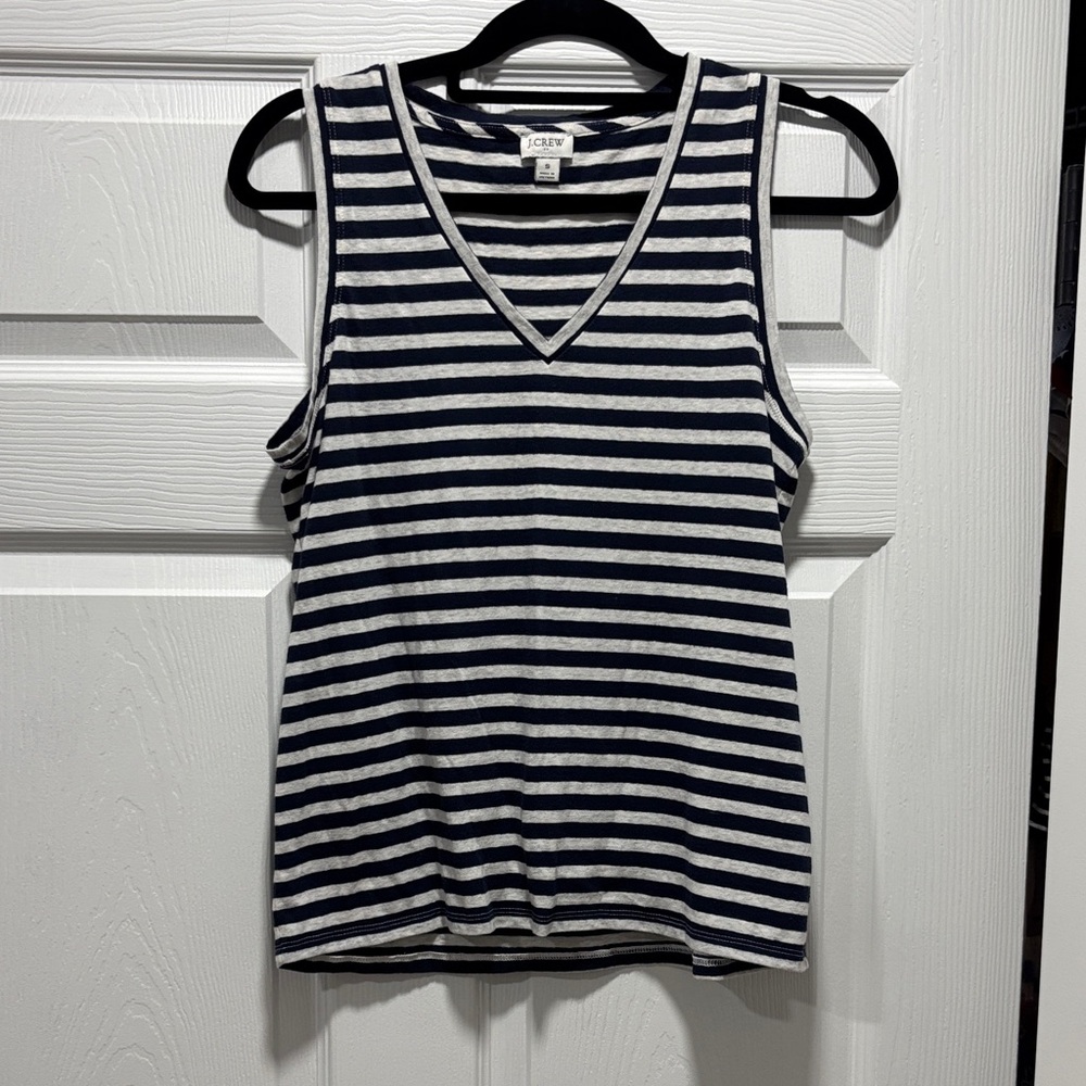 J. Crew Navy and White Striped Tank Top